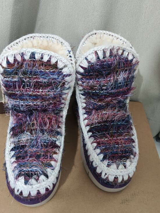 Mou Multicolor Tweed Shearling-Lined Platform Ankle Boots - Picture 8 of 8